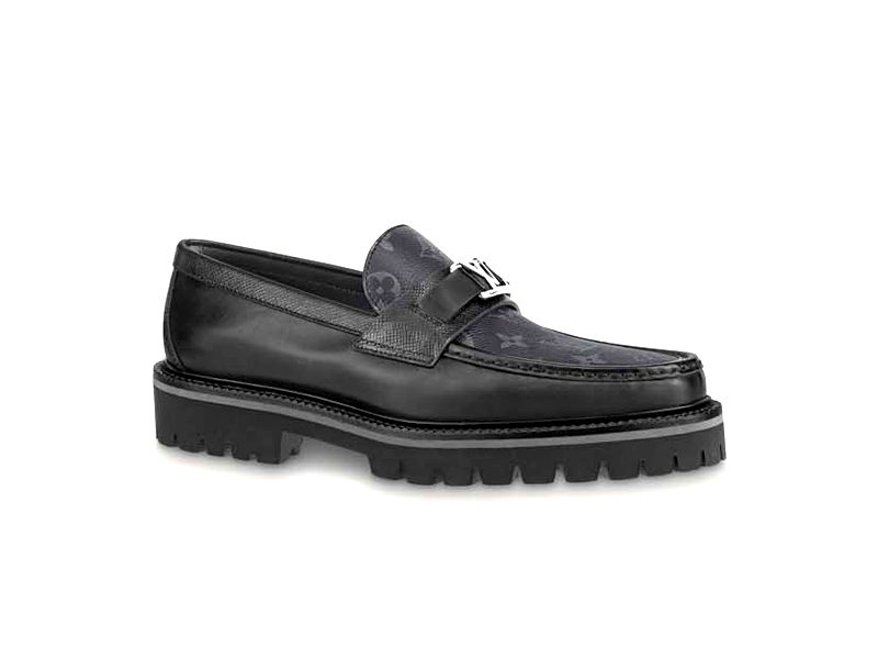 Giầy Louis Vuitton Loafers Major Black Họa Tiết Hoa