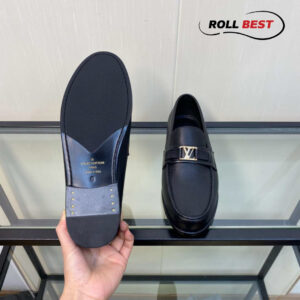 Giày Louis Vuitton Major Loafer Đế Cao Da Nhăn Khóa Vàng