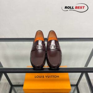 Giày Louis Vuitton Major Loafers Đế Cao Da Bóng Nâu Tím