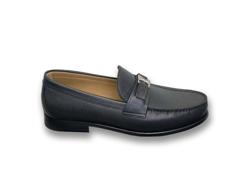 Giày Louis Vuitton Major Loafers Shoes Đế Cao Da Nhăn Đen