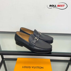 Giày Louis Vuitton Major Loafers Shoes Đế Cao Da Nhăn Đen