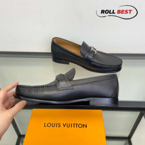 Giày Louis Vuitton Major Loafers Shoes Đế Cao Da Nhăn Đen