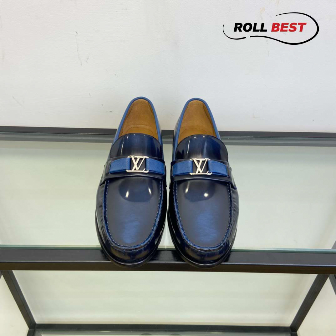 Giày Louis Vuitton Major Loafers Xanh Than Da Bóng