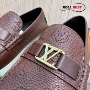 Giày Louis Vuitton Moccasin Đỏ Vân Monogram Chìm