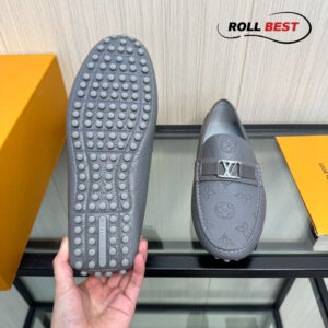 Giày Louis Vuitton Moccasin Xám Vân Monogram Chìm