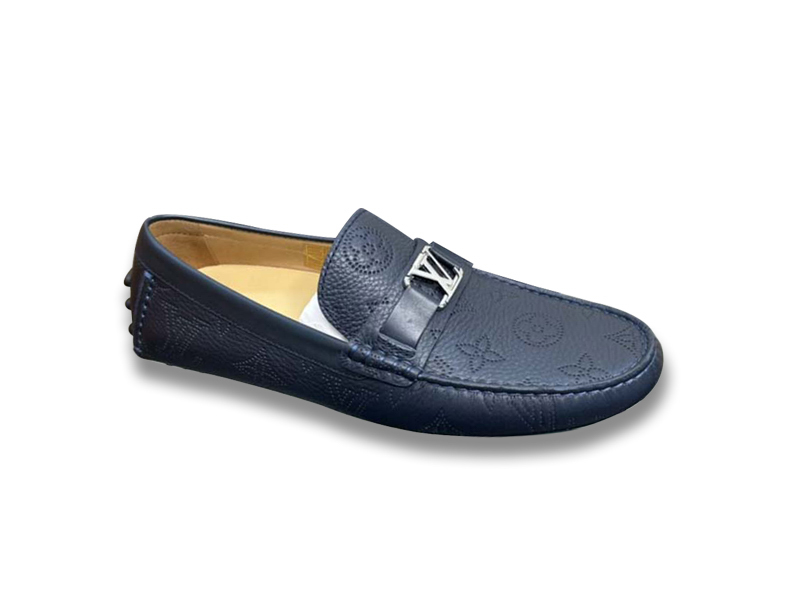 Giày Louis Vuitton Moccasin Xanh Than Vân Monogram Chìm