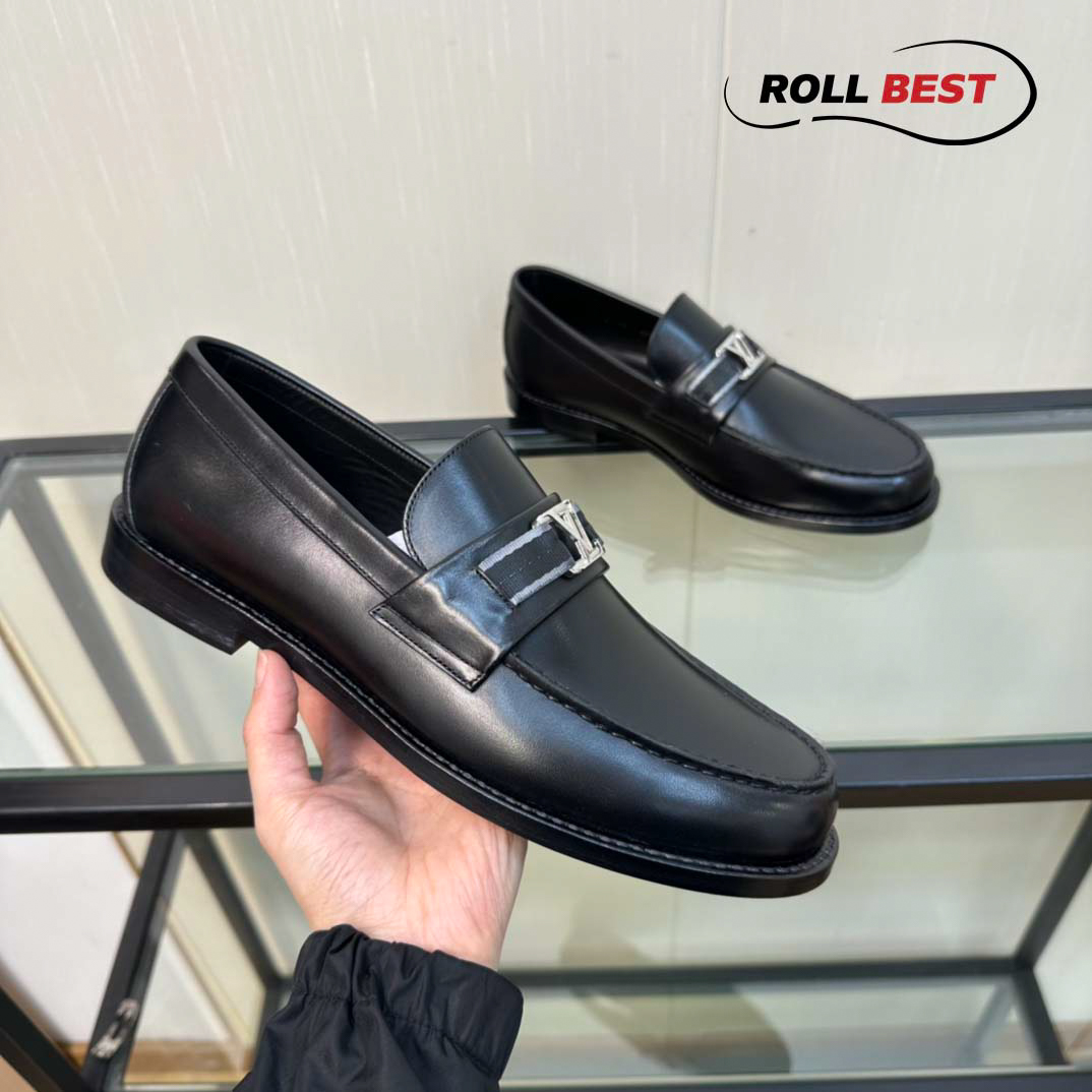 Giày lười Louis Vuitton Major Loafer Đế Cao Da Trơn Vạt Ghi