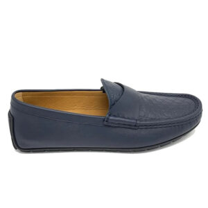 Gucci Navy Guccissima Driving Loafers Xanh Navy