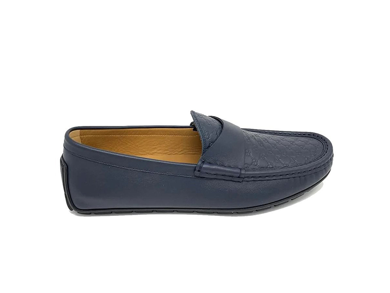 Gucci Navy Guccissima Driving Loafers Xanh Navy