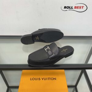 Giày Sục Louis Vuitton Major Da Nhăn Black