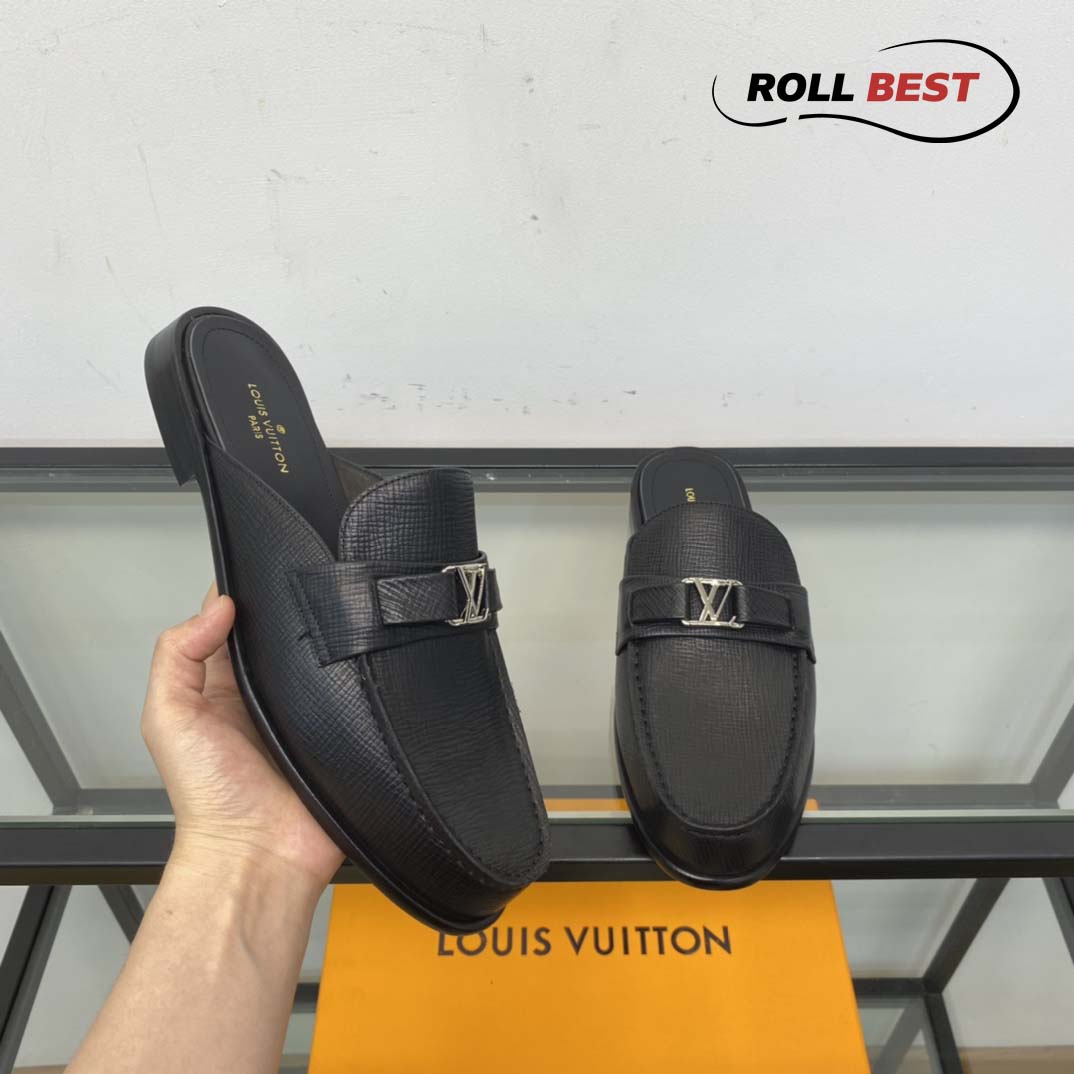 Giày Sục Louis Vuitton Major Da Nhăn Black