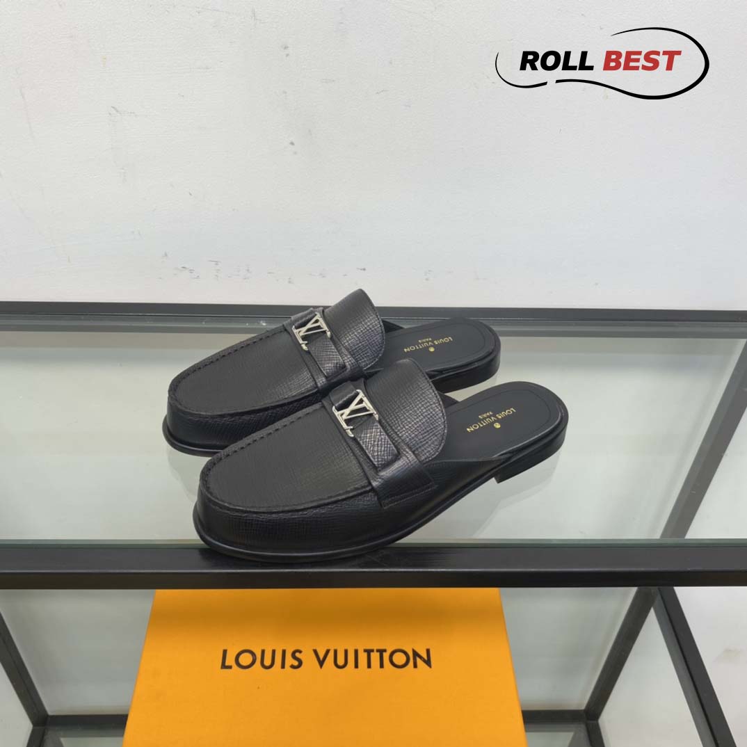 Giày Sục Louis Vuitton Major Da Nhăn Black