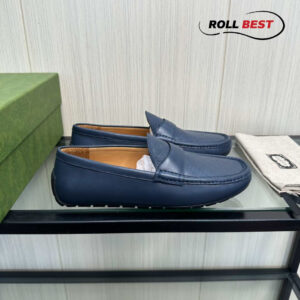 Gucci Navy Guccissima Driving Loafers Xanh Navy