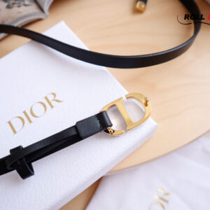 Thắt Lưng Dior Da Nhăn Đen Khóa Logo Mặt Xanh