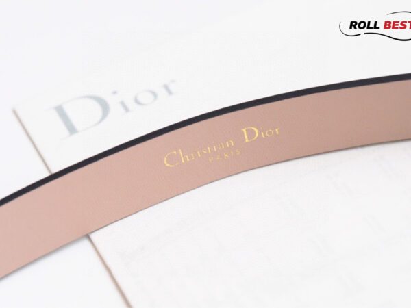 Thắt Lưng Dior Da Nhăn Hồng Khóa Logo Gold