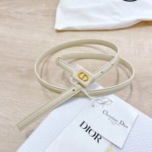 Thắt Lưng Dior Da Trắng Khóa Hợp Kim Gold Mặt Vuông