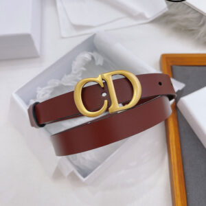 Thắt Lưng Dior Da Trơn Đỏ Khóa Logo CD Hợp Kim Gold