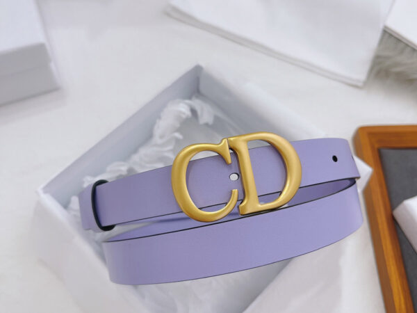 Thắt Lưng Dior Da Trơn Tím Khóa Logo CD Hợp Kim Gold
