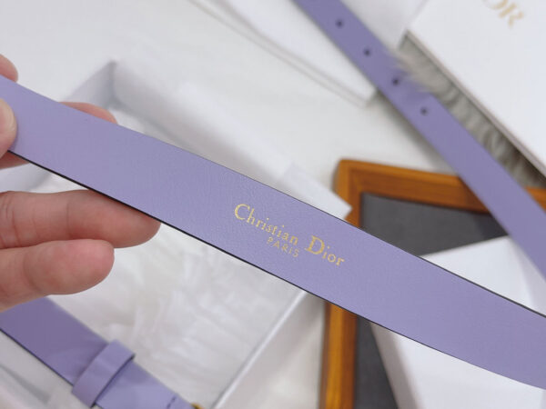 Thắt Lưng Dior Da Trơn Tím Khóa Logo CD Hợp Kim Gold