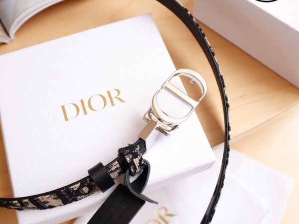 Thắt Lưng Dior Họa Tiết Dior Đen Khóa Logo Hợp Kim