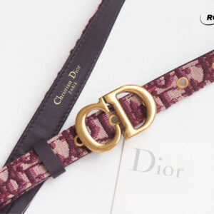 Thắt Lưng Dior Họa Tiết Oblique Mận Đen Khóa Logo CD Gold