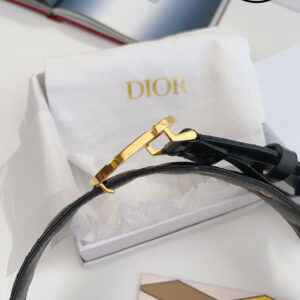 Thắt Lưng Dior Họa Tiết Trơn Màu Đen Khóa Logo CD Vàng