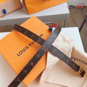 Thẳt Lưng LV Monogam Canvas Nâu Hồng Mini Khóa Logo Gold