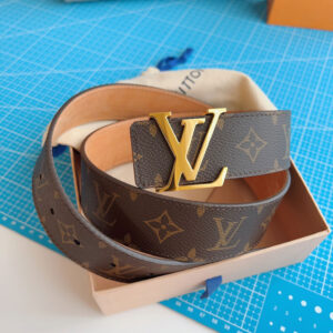 Thắt Lưng LV Monogram Canvas Nâu Cam Khóa logo Gold