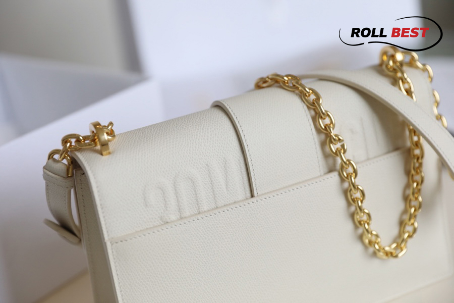 Túi Christian Dior 30 Montaigne Chain Flap Bag White Gold