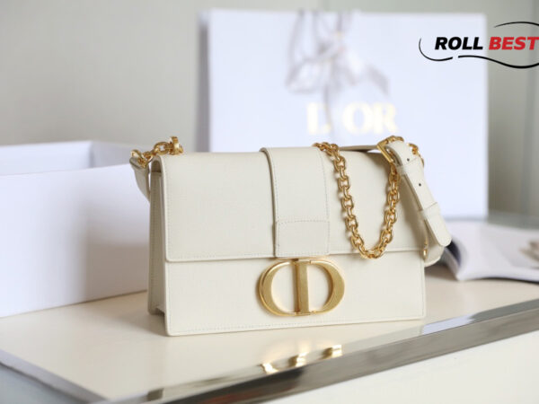Túi Christian Dior 30 Montaigne Chain Flap Bag White Gold