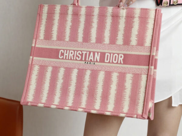 Túi Christian Dior Book Tote Bayadere Stripe Embroidered Canvas Medium