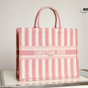 Túi Christian Dior Book Tote Bayadere Stripe Embroidered Canvas Medium