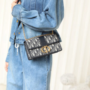 Túi Dior 30 Montaigne Bag Blue Dior Oblique