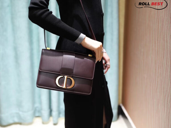 Túi Dior 30 Montaigne Bag Burgundy Box Calfskin