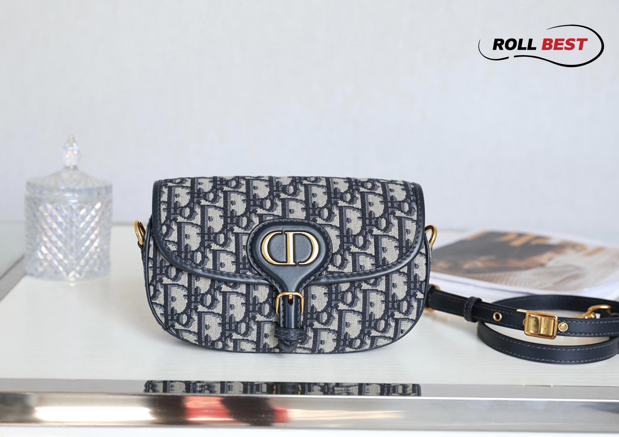 Túi Dior Bobby East- West Bag Blue Oblique Jacquard