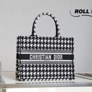 Túi Dior Book Tote Black Macro Houndstooth Embroidery