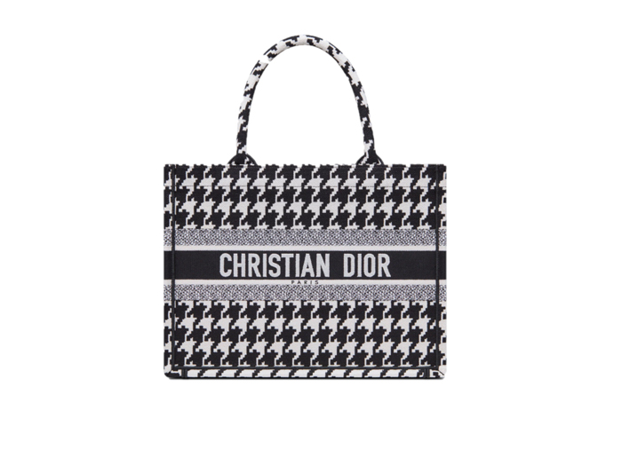 Túi Dior Book Tote Black Macro Houndstooth Embroidery