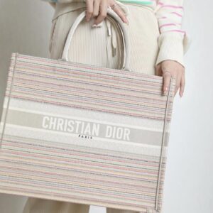 Túi Dior Book Tote Họa Tiết Hồng Sọc Ngang