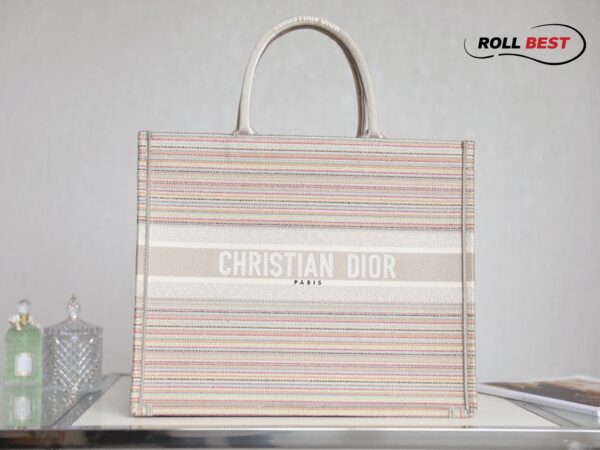 Túi Dior Book Tote Họa Tiết Hồng Sọc Ngang