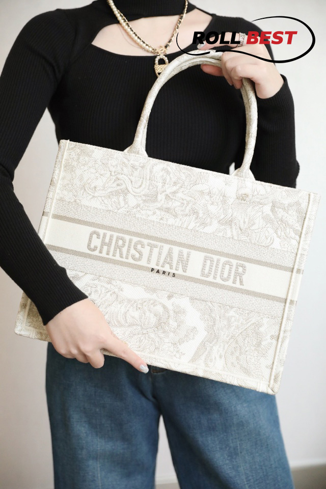 Túi Dior Book Tote Large Canvas Beige Gold