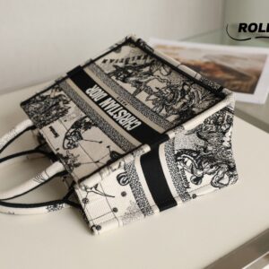 Túi Dior Book Tote Latte Toile de Jouy Zodiac Embroidery Small