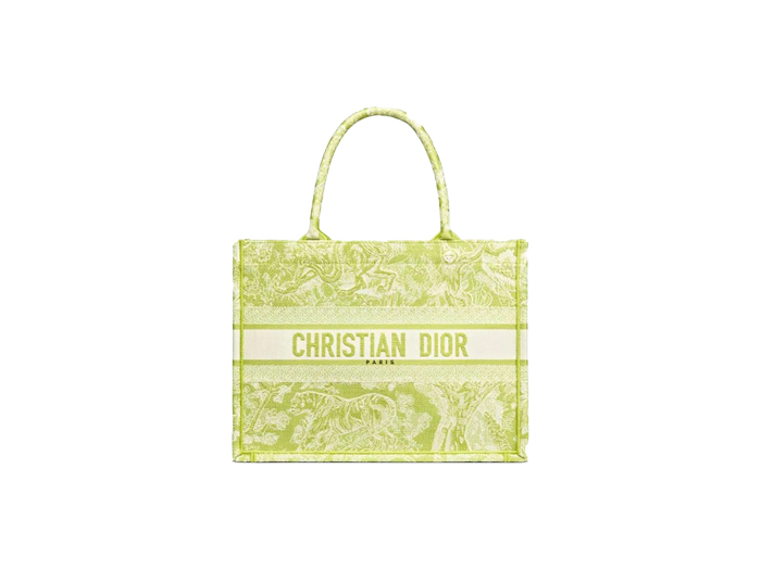 Túi Dior Book Tote Lime Toile de Jouy Reverse Embroidery