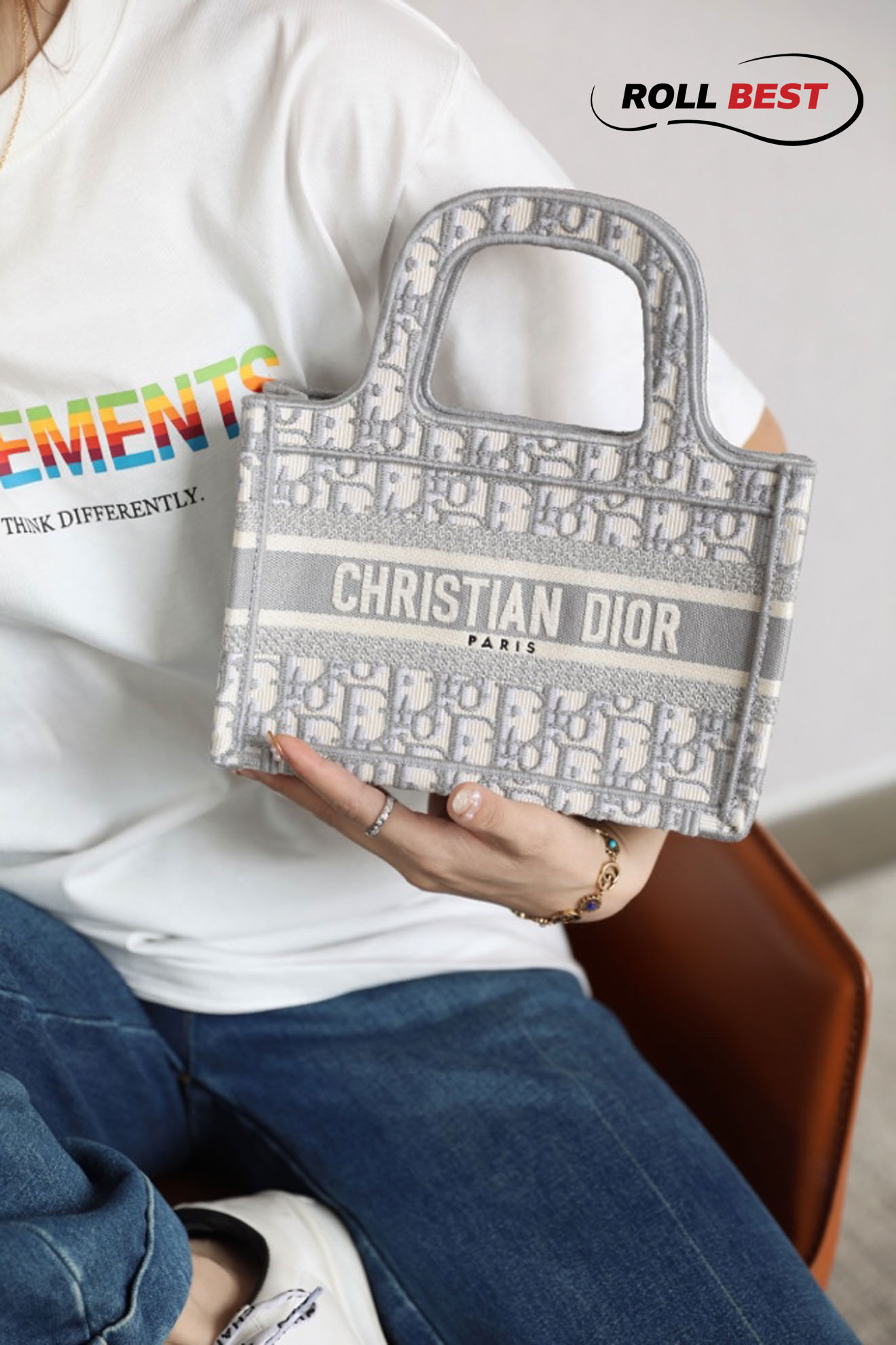 Túi Dior Book Tote Mini Gray