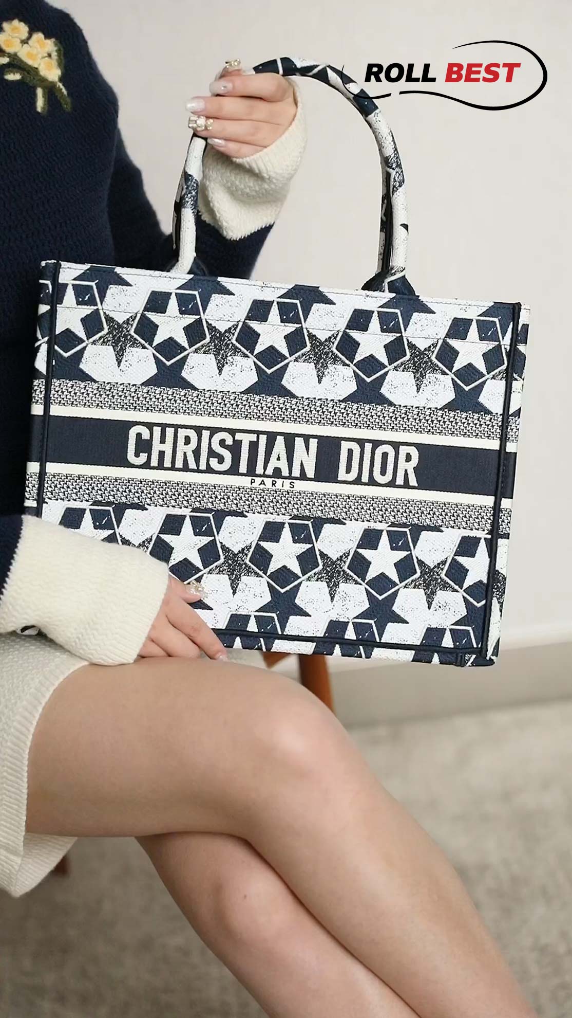 Túi Dior Book Tote Mini Xanh Than Trắng Medium