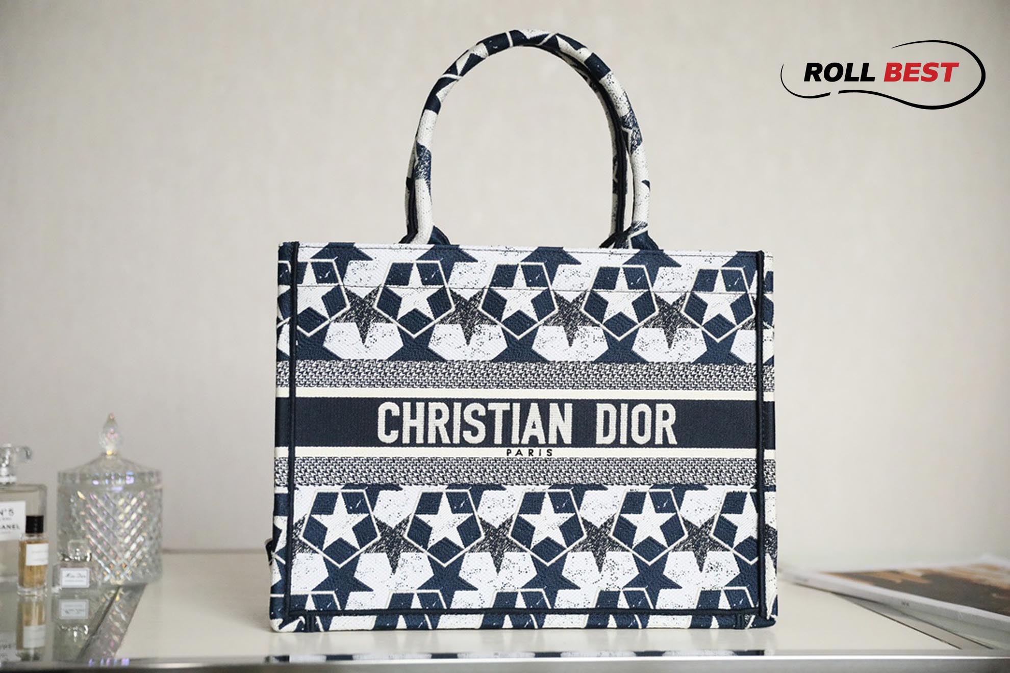 Túi Dior Book Tote Mini Xanh Than Trắng Medium