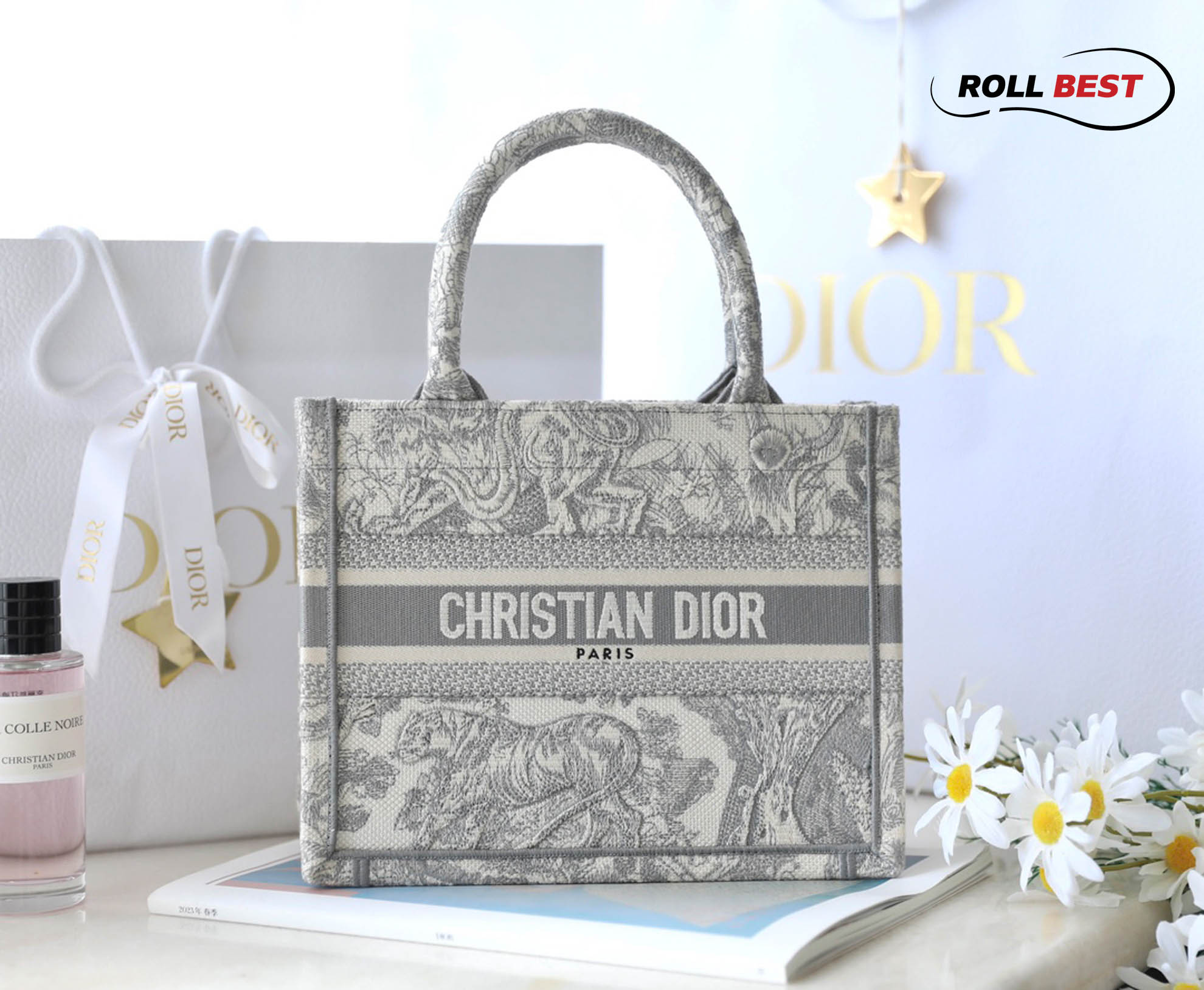 Túi Dior Book Tote Tiger Gray