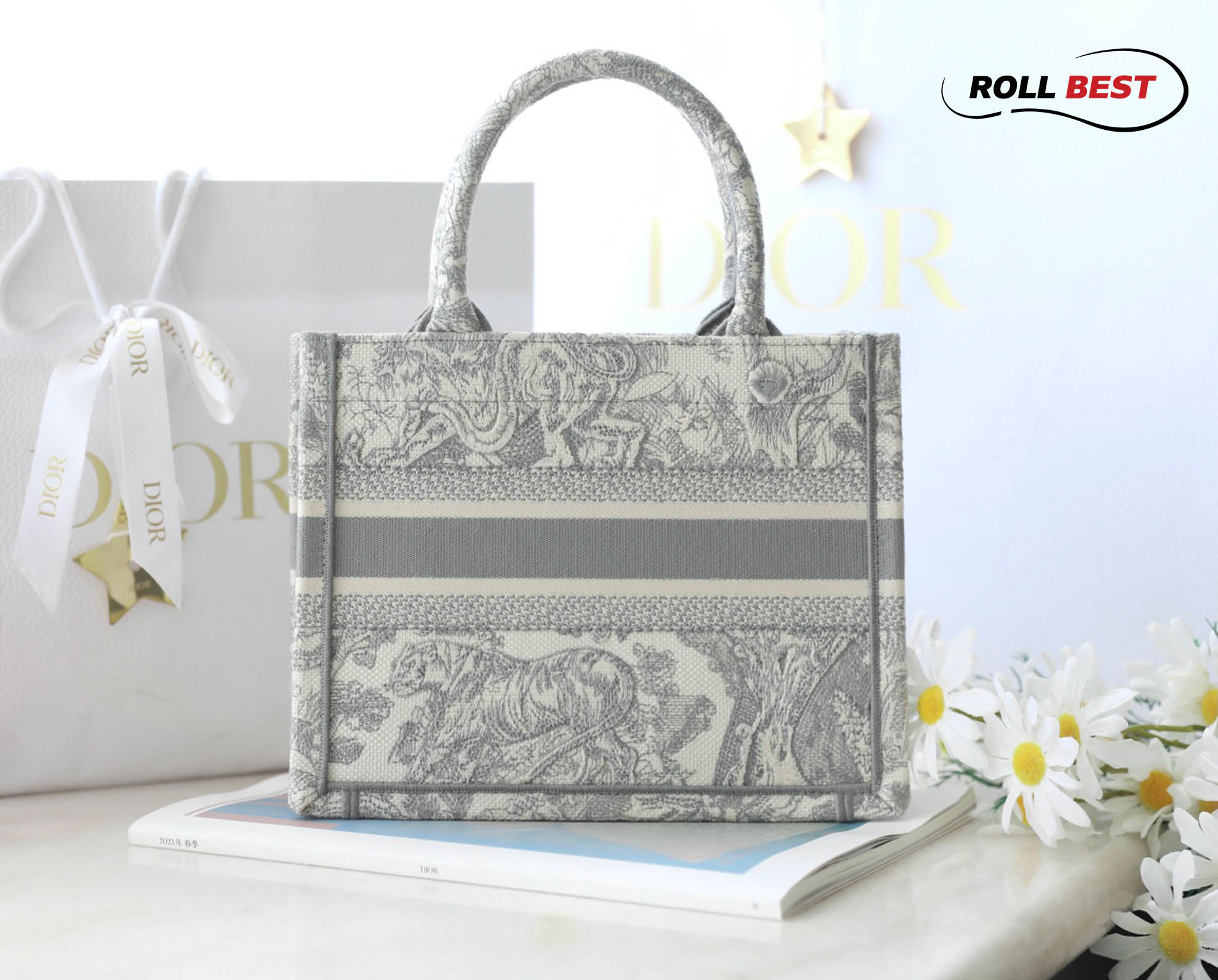 Túi Dior Book Tote Tiger Gray