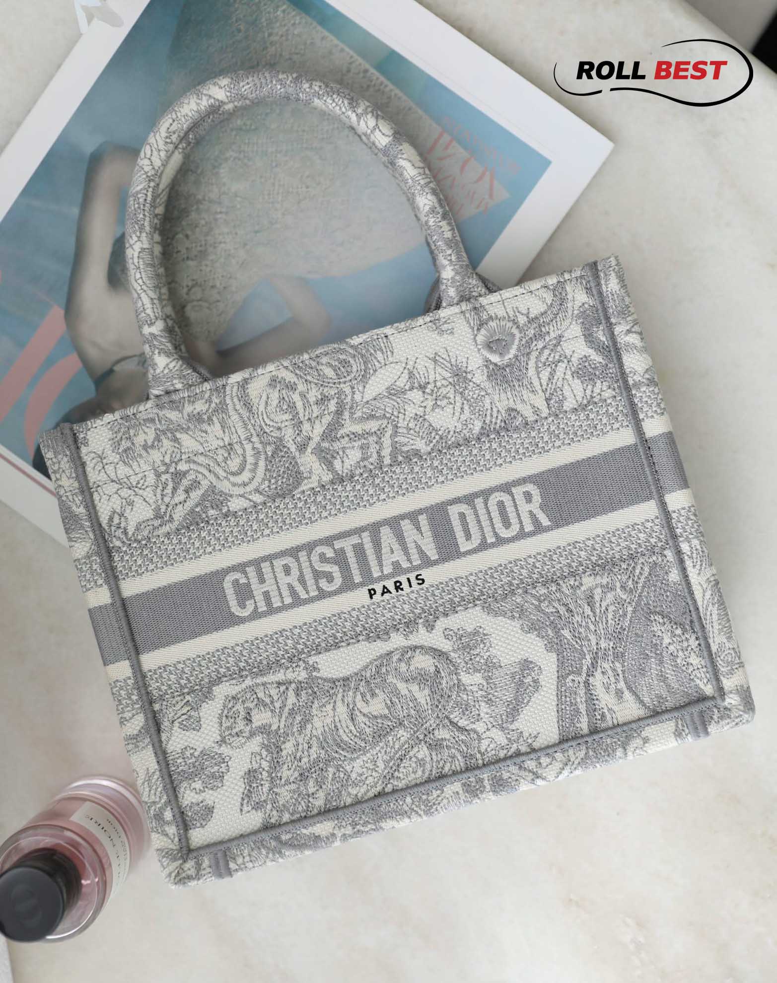 Túi Dior Book Tote Tiger Gray