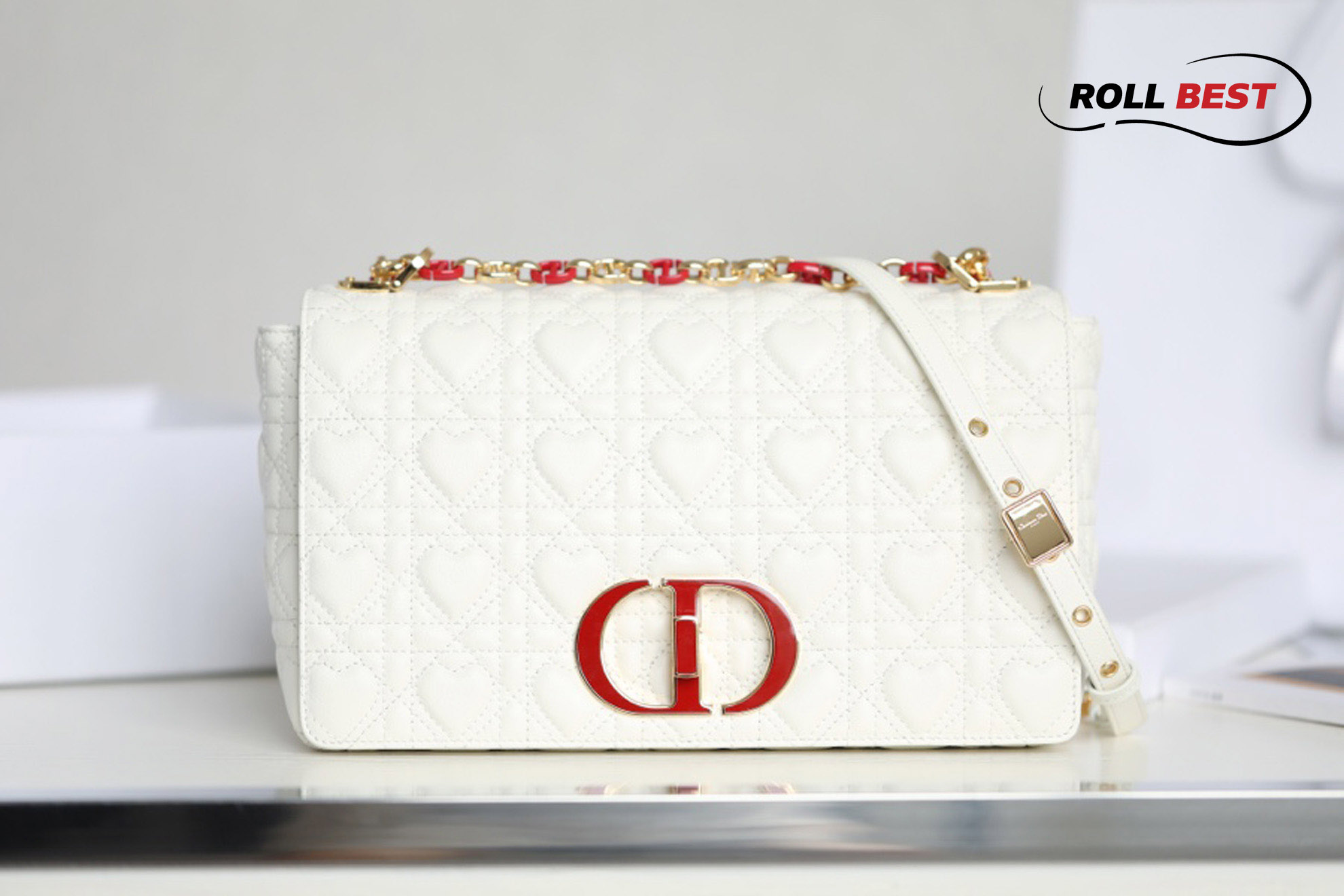 Túi Dior Caro Bag Amour Trắng Đỏ