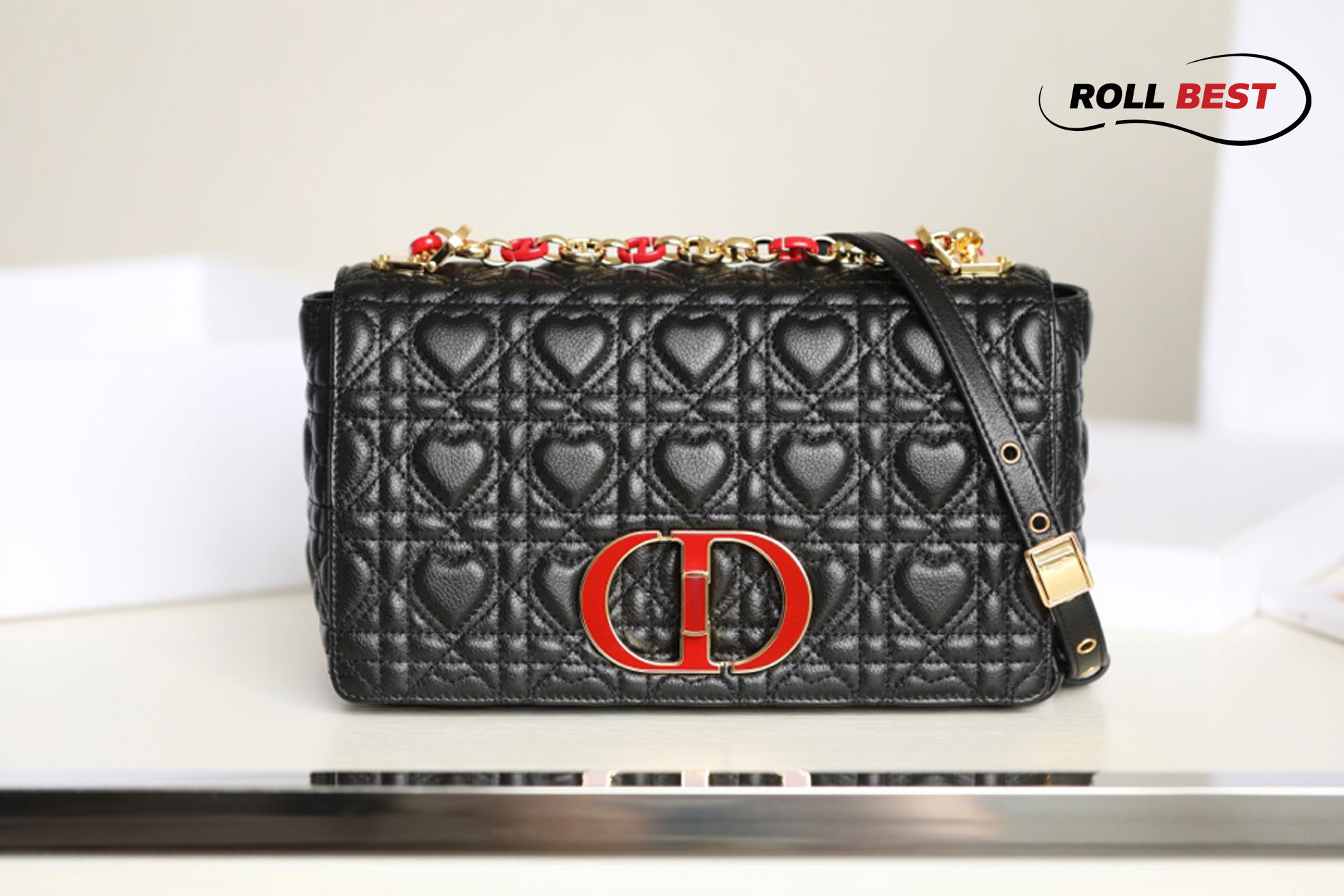 Túi Dior Caro Bag Medium Dioramour Black